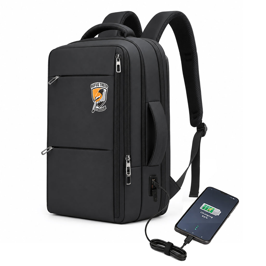 Backpack 42L Office Travel Laptop Backpack 3 in 1 Expandable & Convertible USB & Type-C Port With Bag Tracker