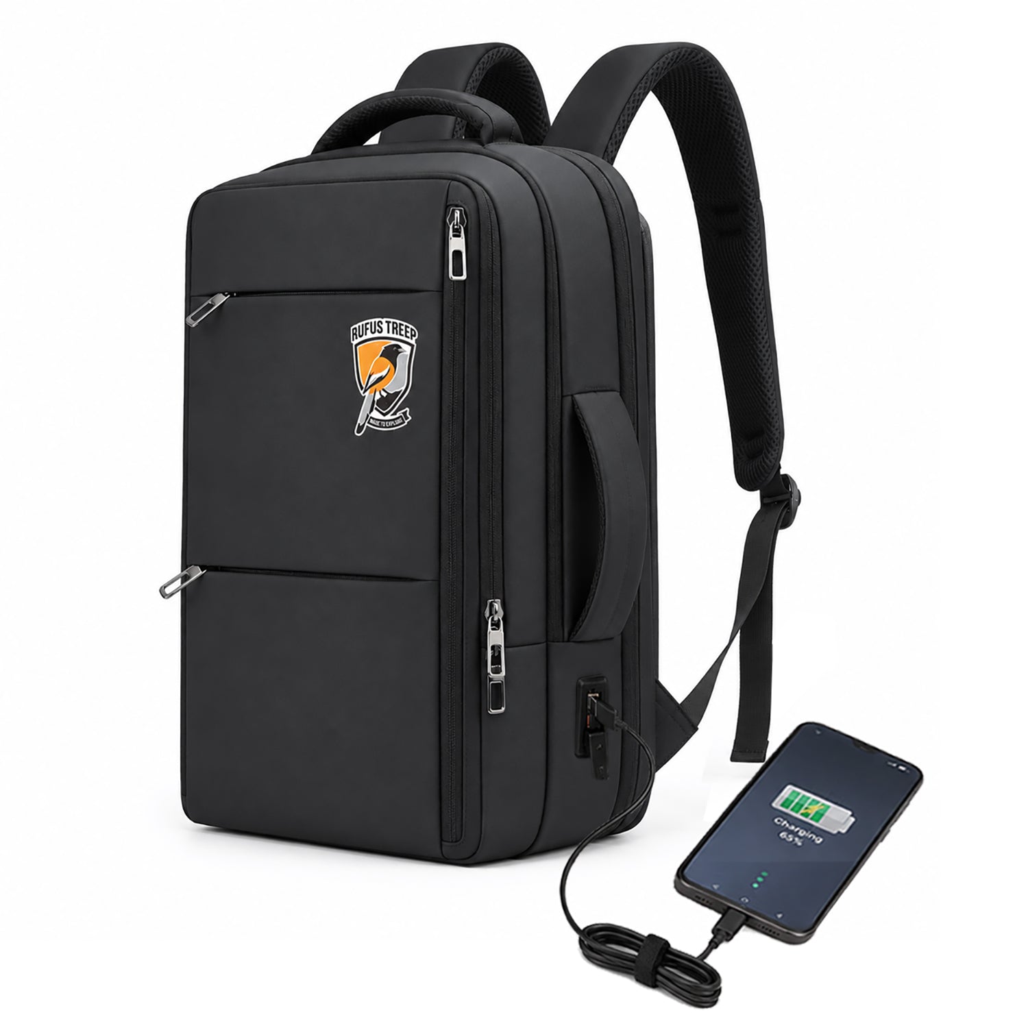 Backpack 42L Office Travel Laptop Backpack 3 in 1 Expandable & Convertible USB & Type-C Port With Bag Tracker